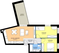 3 pokoje, mieszkanie 55,10 m², piętro 4, oferta nr B43, Nowy Reden II, Dąbrowa Górnicza, Reden, ul. Przemysłowa