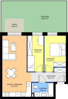 3 pokoje, mieszkanie 57,71 m², piętro 1, oferta nr B20, Nowy Reden II, Dąbrowa Górnicza, Reden, ul. Przemysłowa