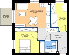 3 pokoje, mieszkanie 53,72 m², piętro 1, oferta nr B12, Nowy Reden II, Dąbrowa Górnicza, Reden, ul. Przemysłowa