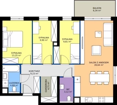 4 pokoje, mieszkanie 83,35 m², piętro 1, oferta nr F23, Nowa Częstochowa Małopolska - etap IV, Częstochowa, Częstochówka-Parkitka, ul. Małopolska 196A