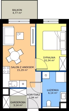 2 pokoje, mieszkanie 37,85 m², piętro 1, oferta nr F20, Nowa Częstochowa Małopolska - etap IV, Częstochowa, Częstochówka-Parkitka, ul. Małopolska 196A