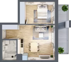 2 pokoje, mieszkanie 41,09 m², piętro 1, oferta nr B-15, Cieszyńska 9, Kraków, Stare Miasto, Łobzów, ul. Cieszyńska 9