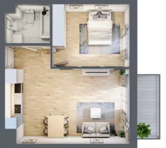 2 pokoje, mieszkanie 46,38 m², piętro 2, oferta nr C-28, Cieszyńska 9, Kraków, Stare Miasto, Łobzów, ul. Cieszyńska 9