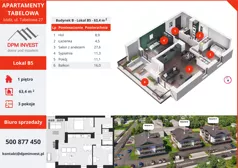 3 pokoje, mieszkanie 63,40 m², piętro 1, oferta nr B5, Apartamenty Tabelowa - Budynek B, Łódź, Górna, ul. Tabelowa 27