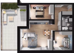 3 pokoje, mieszkanie 63,60 m², parter, oferta nr A2, Apartamenty Tabelowa, Łódź, Górna, ul. Tabelowa 27