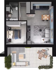2 pokoje, mieszkanie 45,90 m², parter, oferta nr A3, Apartamenty Tabelowa, Łódź, Górna, ul. Tabelowa 27