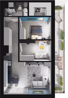 3 pokoje, mieszkanie 64,00 m², piętro 1, oferta nr A7, Apartamenty Tabelowa, Łódź, Górna, ul. Tabelowa 27