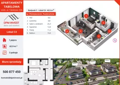 3 pokoje, mieszkanie 62,90 m², piętro 1, oferta nr C4, Apartamenty Tabelowa - Budynek C, Łódź, Górna, ul. Tabelowa 27