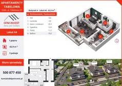 3 pokoje, mieszkanie 62,90 m², piętro 1, oferta nr A4, Apartamenty Tabelowa, Łódź, Górna, ul. Tabelowa 27