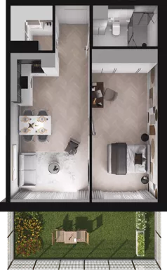 2 pokoje, mieszkanie 50,79 m², parter, oferta nr A04, Dobka, Warszawa, Białołęka, Brzeziny, ul. Dobka z Oleśnicy 25