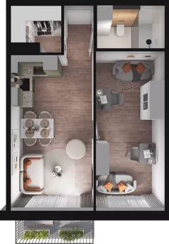 2 pokoje, mieszkanie 50,76 m², piętro 1, oferta nr A14, Dobka, Warszawa, Białołęka, Brzeziny, ul. Dobka z Oleśnicy 25