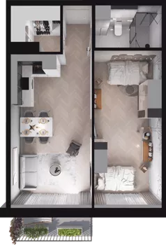 2 pokoje, mieszkanie 50,76 m², piętro 1, oferta nr A14, Dobka, Warszawa, Białołęka, Brzeziny, ul. Dobka z Oleśnicy 25