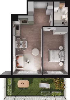 2 pokoje, mieszkanie 48,14 m², parter, oferta nr B04, Dobka, Warszawa, Białołęka, Brzeziny, ul. Dobka z Oleśnicy 25