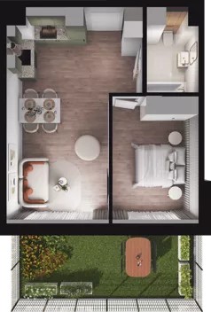 2 pokoje, mieszkanie 42,84 m², parter, oferta nr B05, Dobka, Warszawa, Białołęka, Brzeziny, ul. Dobka z Oleśnicy 25