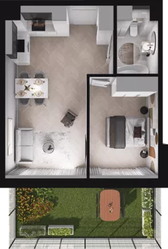 2 pokoje, mieszkanie 42,84 m², parter, oferta nr B05, Dobka, Warszawa, Białołęka, Brzeziny, ul. Dobka z Oleśnicy 25