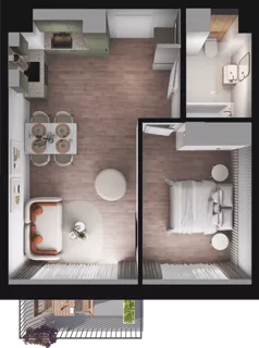 2 pokoje, mieszkanie 42,84 m², piętro 1, oferta nr B16, Dobka, Warszawa, Białołęka, Brzeziny, ul. Dobka z Oleśnicy 25