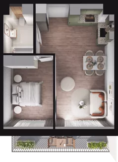 2 pokoje, mieszkanie 42,84 m², piętro 1, oferta nr B17, Dobka, Warszawa, Białołęka, Brzeziny, ul. Dobka z Oleśnicy 25