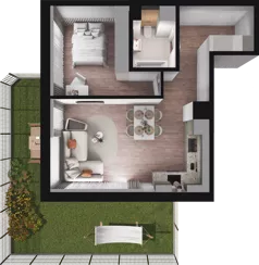 2 pokoje, mieszkanie 47,66 m², parter, oferta nr C02, Dobka, Warszawa, Białołęka, Brzeziny, ul. Dobka z Oleśnicy 25