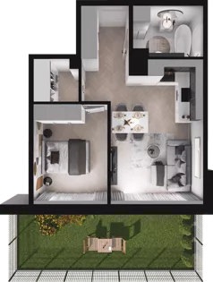 2 pokoje, mieszkanie 40,89 m², parter, oferta nr C03, Dobka, Warszawa, Białołęka, Brzeziny, ul. Dobka z Oleśnicy 25