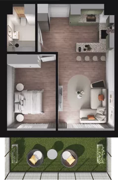 2 pokoje, mieszkanie 44,82 m², piętro 1, oferta nr C14, Dobka, Warszawa, Białołęka, Brzeziny, ul. Dobka z Oleśnicy 25