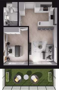 2 pokoje, mieszkanie 44,82 m², piętro 1, oferta nr C14, Dobka, Warszawa, Białołęka, Brzeziny, ul. Dobka z Oleśnicy 25