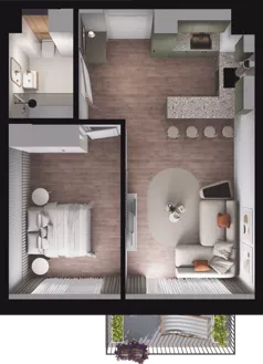 2 pokoje, mieszkanie 44,82 m², piętro 1, oferta nr C14, Dobka, Warszawa, Białołęka, Brzeziny, ul. Dobka z Oleśnicy 25