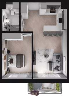 2 pokoje, mieszkanie 44,82 m², piętro 1, oferta nr C14, Dobka, Warszawa, Białołęka, Brzeziny, ul. Dobka z Oleśnicy 25
