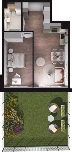 2 pokoje, mieszkanie 47,50 m², parter, oferta nr E1_03, Dobka, Warszawa, Białołęka, Brzeziny, ul. Dobka z Oleśnicy 25