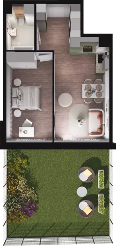 2 pokoje, mieszkanie 47,50 m², parter, oferta nr E1_03, Dobka, Warszawa, Białołęka, Brzeziny, ul. Dobka z Oleśnicy 25