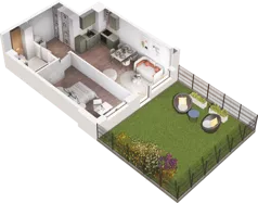 2 pokoje, mieszkanie 47,50 m², parter, oferta nr E1_03, Dobka, Warszawa, Białołęka, Brzeziny, ul. Dobka z Oleśnicy 25