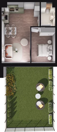 2 pokoje, mieszkanie 42,84 m², piętro 1, oferta nr E1_12, Dobka, Warszawa, Białołęka, Brzeziny, ul. Dobka z Oleśnicy 25