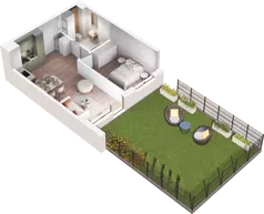 2 pokoje, mieszkanie 42,84 m², piętro 1, oferta nr E1_12, Dobka, Warszawa, Białołęka, Brzeziny, ul. Dobka z Oleśnicy 25