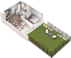 2 pokoje, mieszkanie 42,84 m², piętro 1, oferta nr E1_12, Dobka, Warszawa, Białołęka, Brzeziny, ul. Dobka z Oleśnicy 25