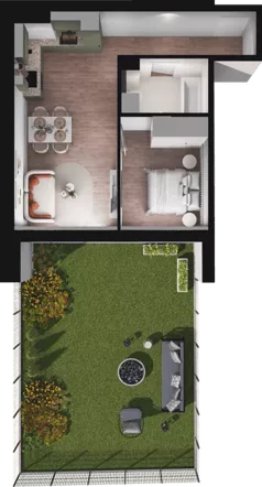 2 pokoje, mieszkanie 44,72 m², parter, oferta nr E1_08, Dobka, Warszawa, Białołęka, Brzeziny, ul. Dobka z Oleśnicy 25