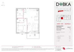 2 pokoje, mieszkanie 44,36 m², piętro 1, oferta nr E2_43, Dobka, Warszawa, Białołęka, Brzeziny, ul. Dobka z Oleśnicy 25