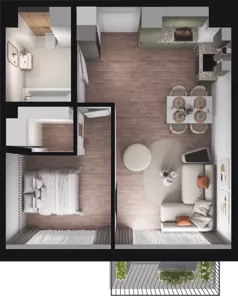 2 pokoje, mieszkanie 44,36 m², piętro 1, oferta nr E2_43, Dobka, Warszawa, Białołęka, Brzeziny, ul. Dobka z Oleśnicy 25