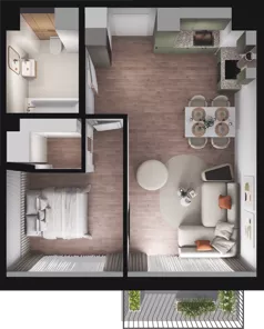 2 pokoje, mieszkanie 44,36 m², piętro 1, oferta nr E2_43, Dobka, Warszawa, Białołęka, Brzeziny, ul. Dobka z Oleśnicy 25