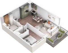 2 pokoje, mieszkanie 44,36 m², piętro 1, oferta nr E2_43, Dobka, Warszawa, Białołęka, Brzeziny, ul. Dobka z Oleśnicy 25