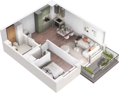 2 pokoje, mieszkanie 44,36 m², piętro 1, oferta nr E2_43, Dobka, Warszawa, Białołęka, Brzeziny, ul. Dobka z Oleśnicy 25