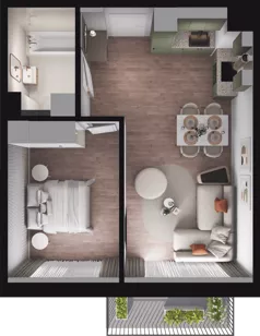 2 pokoje, mieszkanie 42,84 m², piętro 1, oferta nr E2_53, Dobka, Warszawa, Białołęka, Brzeziny, ul. Dobka z Oleśnicy 25