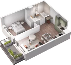 2 pokoje, mieszkanie 42,84 m², piętro 1, oferta nr E2_53, Dobka, Warszawa, Białołęka, Brzeziny, ul. Dobka z Oleśnicy 25