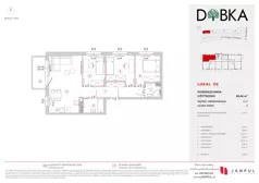 4 pokoje, mieszkanie 68,66 m², piętro 1, oferta nr D08, Dobka, Warszawa, Białołęka, Brzeziny, ul. Dobka z Oleśnicy 25