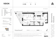 4 pokoje, mieszkanie 108,56 m², piętro 9, oferta nr A.M.65, VIDOK Apartamenty, Katowice, Śródmieście, ul. Kozielska