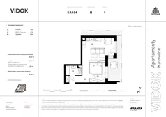2 pokoje, mieszkanie 25,11 m², piętro 1, oferta nr B.M.04, VIDOK Apartamenty, Katowice, Śródmieście, ul. Kozielska