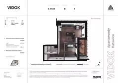 2 pokoje, mieszkanie 25,11 m², piętro 1, oferta nr B.M.04, VIDOK Apartamenty, Katowice, Śródmieście, ul. Kozielska