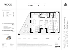 4 pokoje, mieszkanie 62,10 m², piętro 1, oferta nr B.M.08, VIDOK Apartamenty, Katowice, Śródmieście, ul. Kozielska