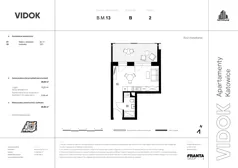 1 pokój, mieszkanie 34,12 m², piętro 2, oferta nr B.M.13, VIDOK Apartamenty, Katowice, Śródmieście, ul. Kozielska