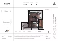 2 pokoje, mieszkanie 25,43 m², piętro 2, oferta nr B.M.14, VIDOK Apartamenty, Katowice, Śródmieście, ul. Kozielska