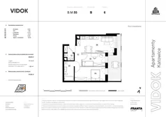 3 pokoje, mieszkanie 61,46 m², piętro 6, oferta nr B.M.55, VIDOK Apartamenty, Katowice, Śródmieście, ul. Kozielska