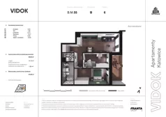 3 pokoje, mieszkanie 61,46 m², piętro 6, oferta nr B.M.55, VIDOK Apartamenty, Katowice, Śródmieście, ul. Kozielska